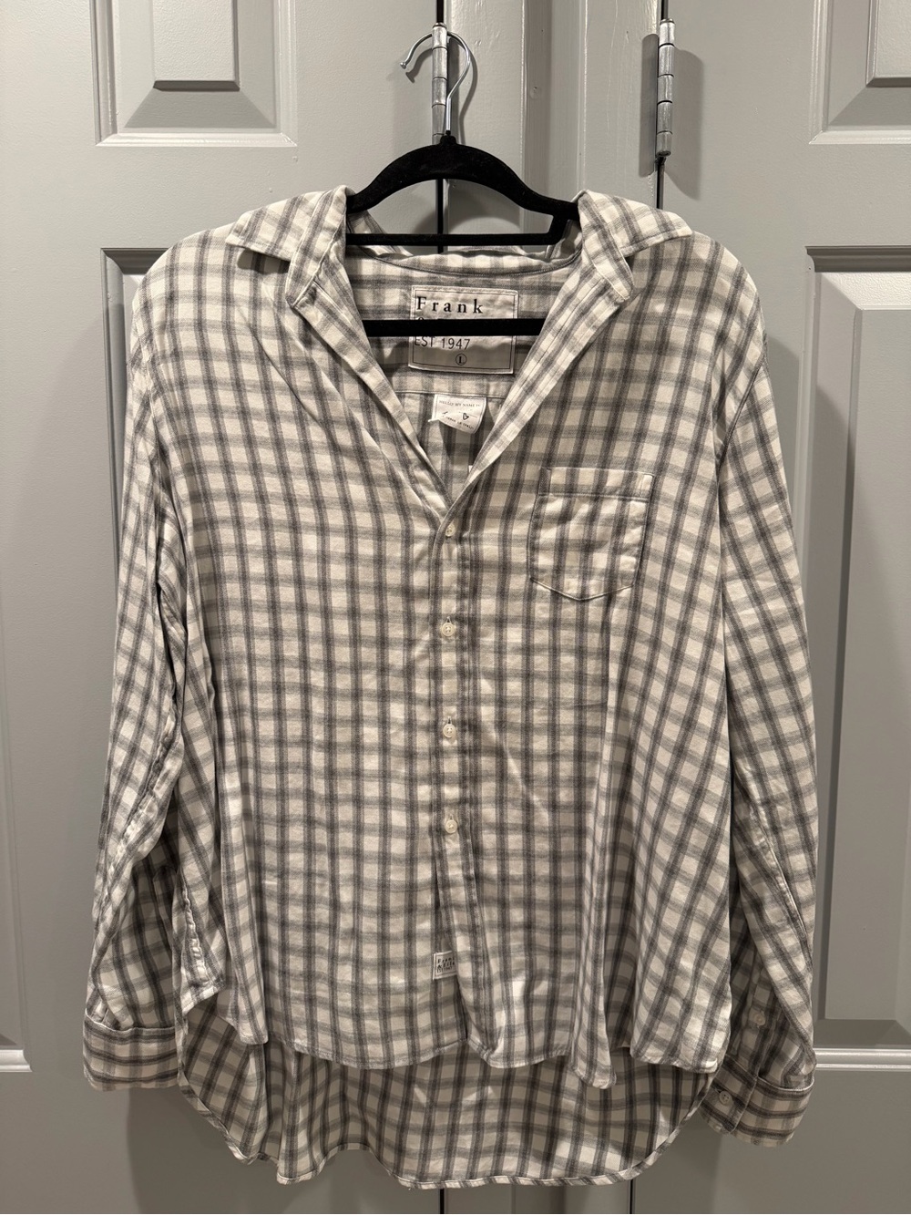 Frank & Eileen White and Gray Plaid Button-Down Shirt